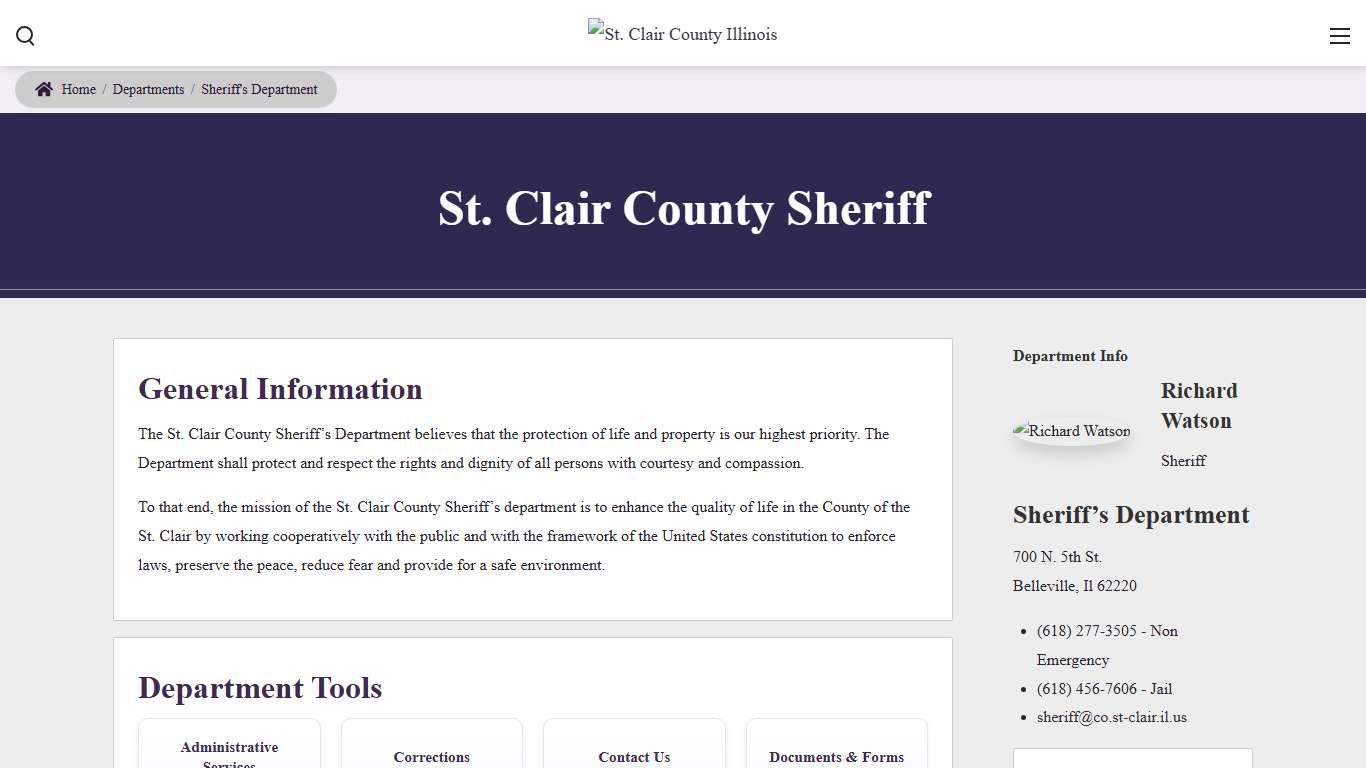 Sheriff's Department Departments St. Clair